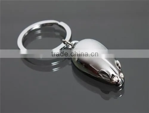 Factory price silver zinc alloy mouse keychain