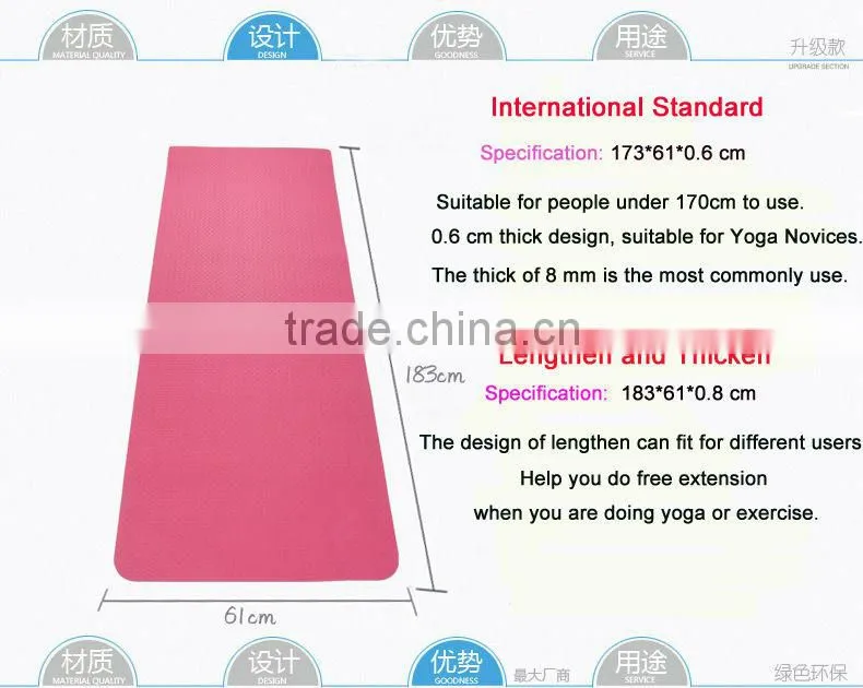 Custom Professional Pilates Eco Yoga Mat/Anti-slip Rubber PVC Yoga Mat