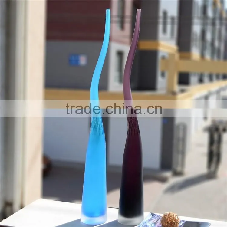 OUBOAO Handmade High Quality 68cm Tall Color Glass Vase For Desktop Decoration Flower Vase