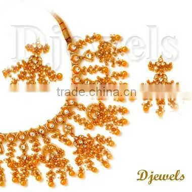 Bridal Kundan Necklace Sets, 22 K Gold Kundan Necklace Sets, Kundan Jewellery