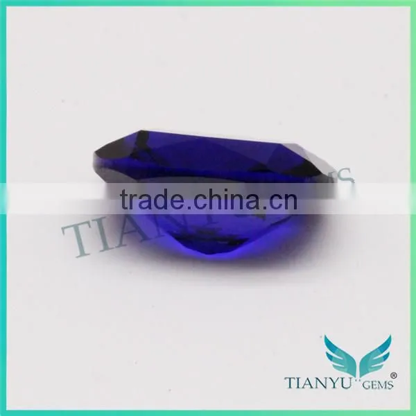 Artificial gem wholesale loose gemstones 35# cushion shape deep aquamarine gemstone