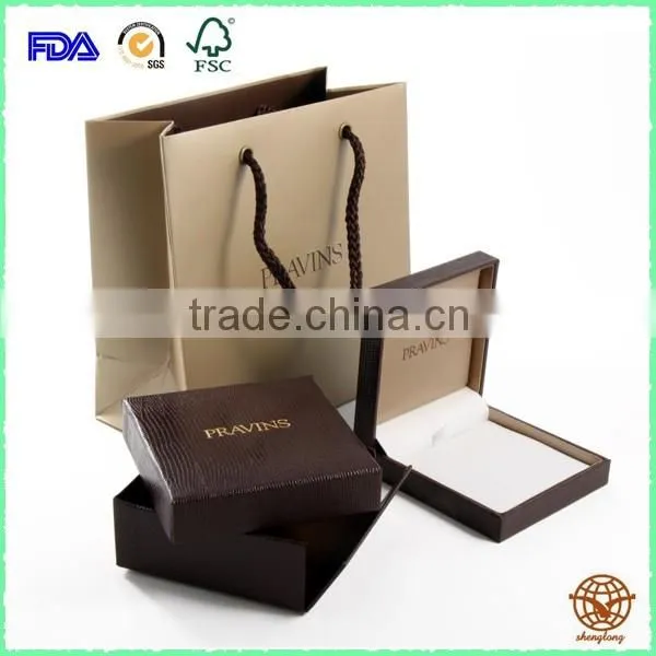 2016 New Style Custom Made Logo Printed Jewelry box , Cardboard Jewelry Box with paper Bag