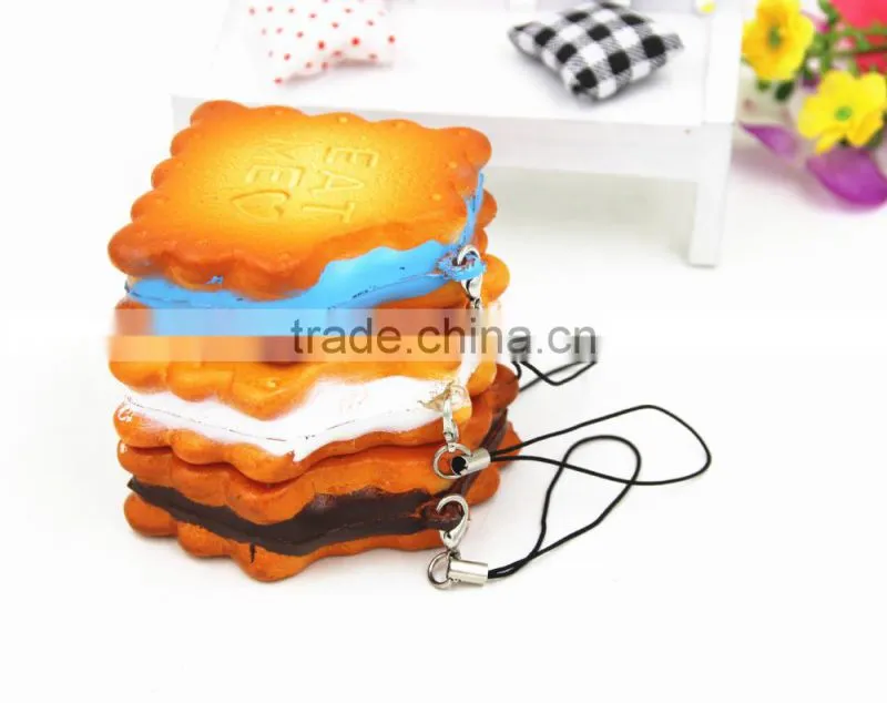 PU Cream One Bite Biscuits Miniature Fake Food For Dolls and Dollhouse Purse Keychains Decor-Yiwu sanqi crafts factory