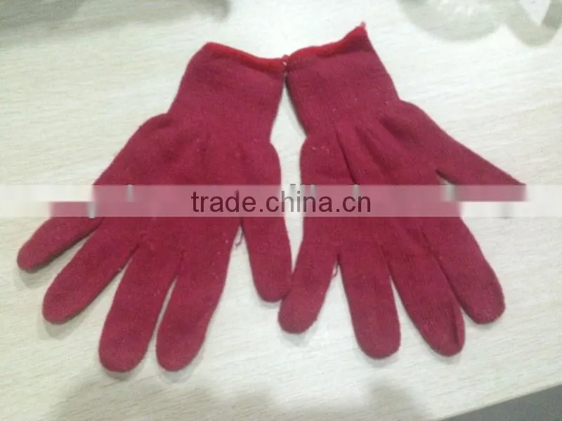 2013 Cotton Knited Nature Bleached White working Safety Gloves with custom made