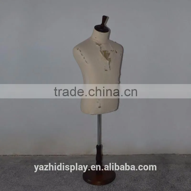 Worn out fabric upper body retro man tailor mannequin display