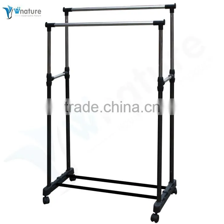 Rolling Clothes Rack Hanging Garment Bar Portable Adjustable Heavy Duty Hanger