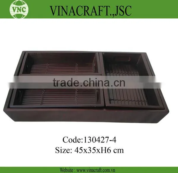 Hotsale natural bamboo tray with handle
