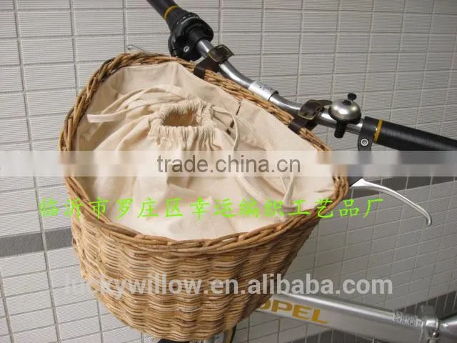 half round willow bicycle basket with quick release bracket