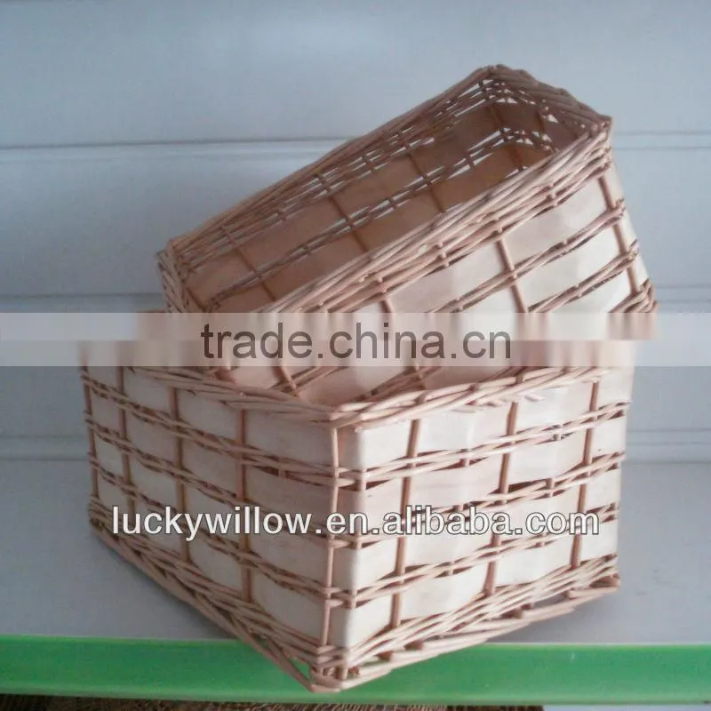 factory supply 2016new product woven wood basket with lining