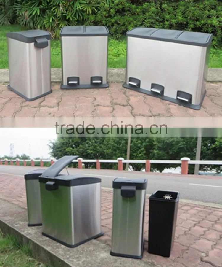 Big capacity stainless steel pedal bin garbage bin for school