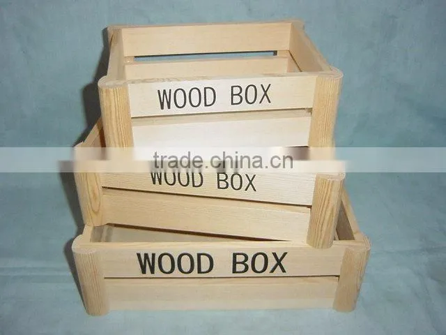 Modern style pine wooden storage box wooden crates