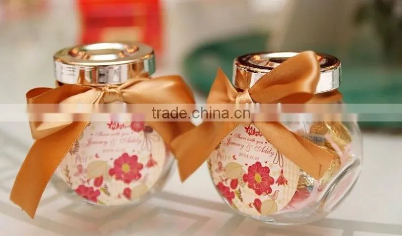 wholesale candy glass storage bottle with metal lid