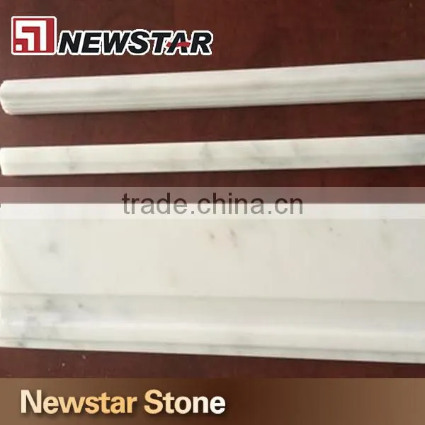 1/2" X 12" Cararra White Marble Polished Pencil Molding Liner
