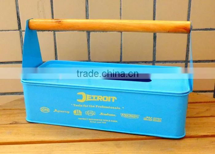 carbon steel Tissue Box with wooden handle