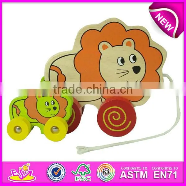 2016 new design push back car toy,cute and lovely wooden animal toy,most fashion pull and push toy W05B068