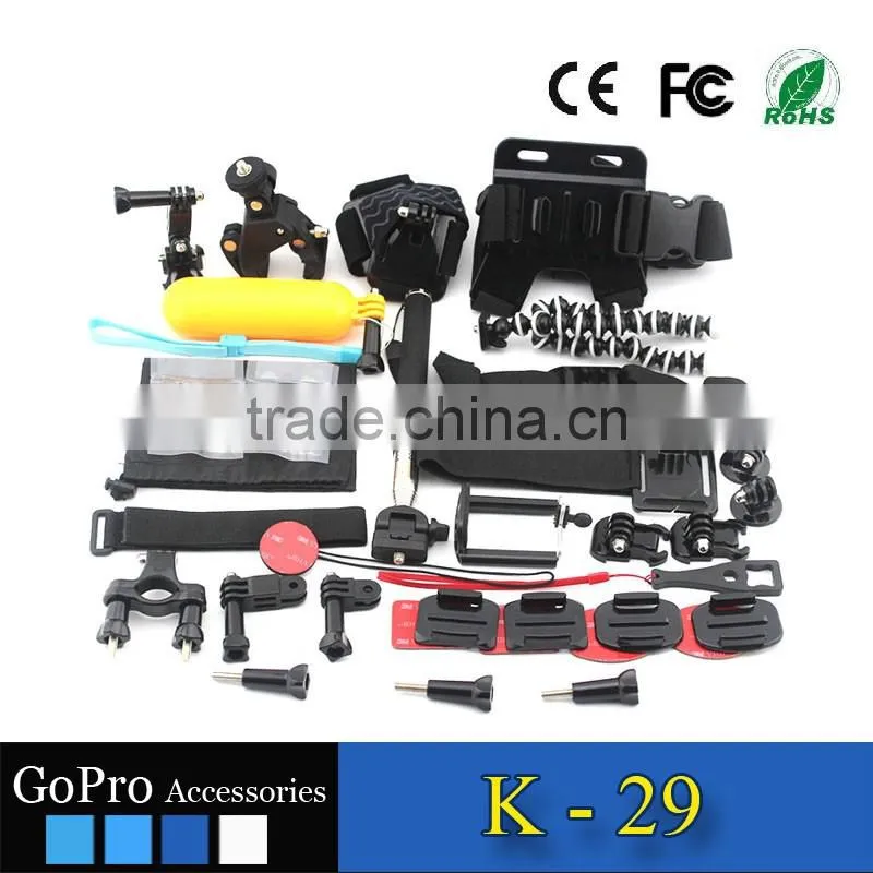 free sample hot selling cheap 35 in 1 products kit for gopros heros 4 accessories kit mount