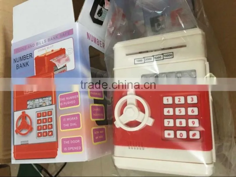 UCHOME ATM piggy bank, automatically save Safe money saving box ,Mini cartoon piggy bank saving money