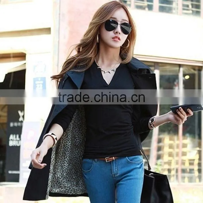 FASHION WOMEN V NECK CASUAL LONG SLEEVE T SHIRT TOPS