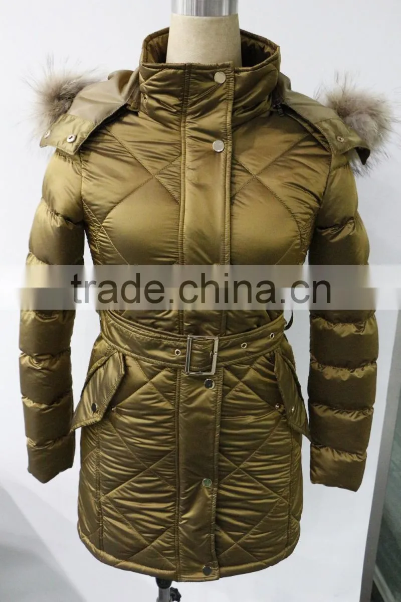 ALIKE women quilted jacket with real fur