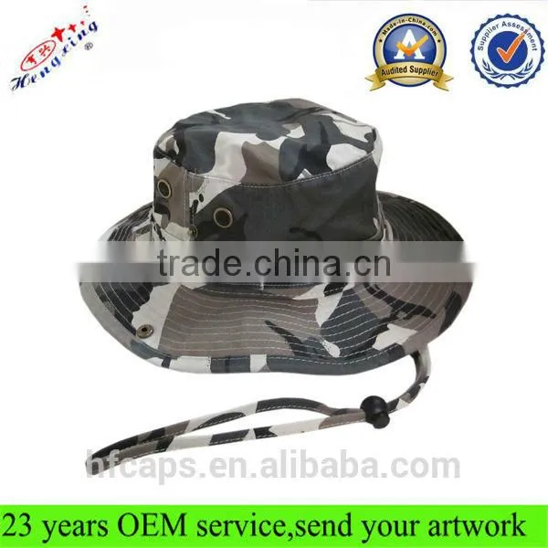 Man's Cotton Camo Bucket Cap With Strings