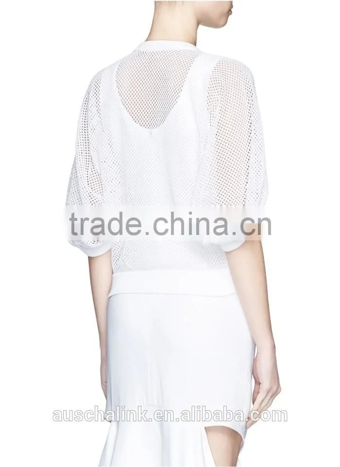 korea style fashion design lady custom bell sleeve mesh knit sweater