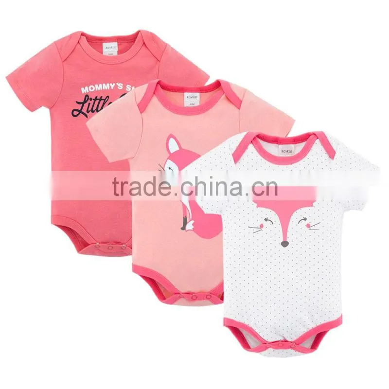 2017 Lovely Good Quality Baby Clothes Colorful Summer 100%Cotton Short Sleeves with Printing Newborn Infant Baby Bodysuits