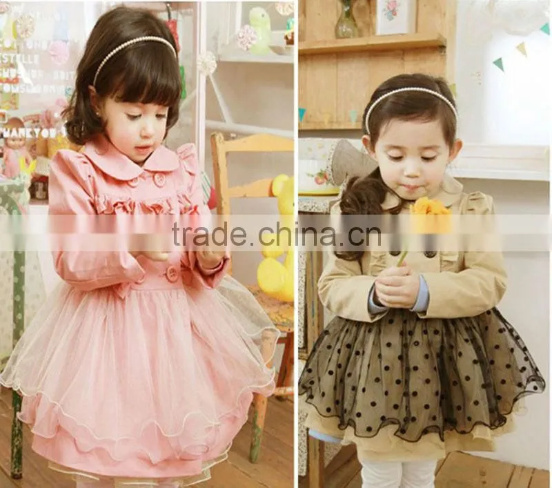 Girl Trench Coat Wind Jacket Baby Dress Kids Clothes Outwear Autumn Winter 2-7Y