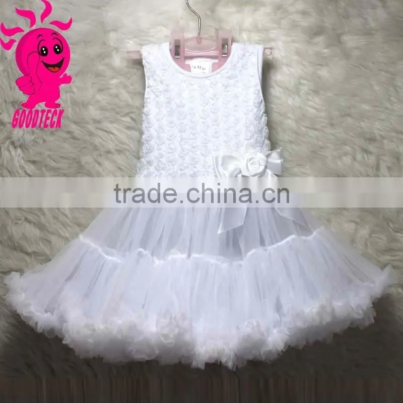 Fashionable fancy cheap hot sell custom baby girl summer little rose flower girl dress