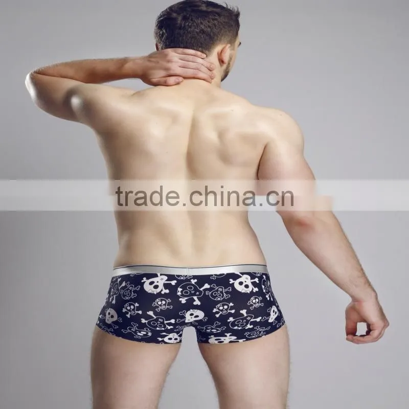 Factory wholesale custom men's skull sexy ice silk seamles boxer brief