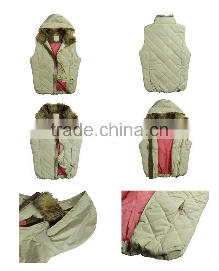 Fashion Winter Women's Warm Sleeveless Coat With Fur Hood