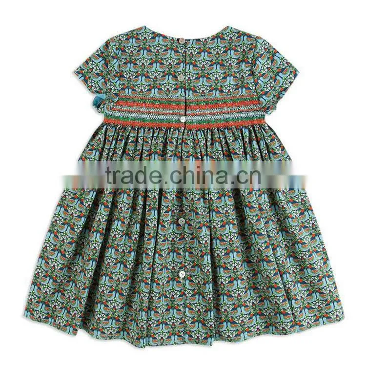 Floral smocked short sleeve girl dress