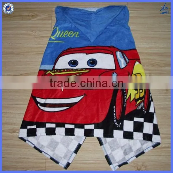 100% cotton printed adult hooded poncho beach towel