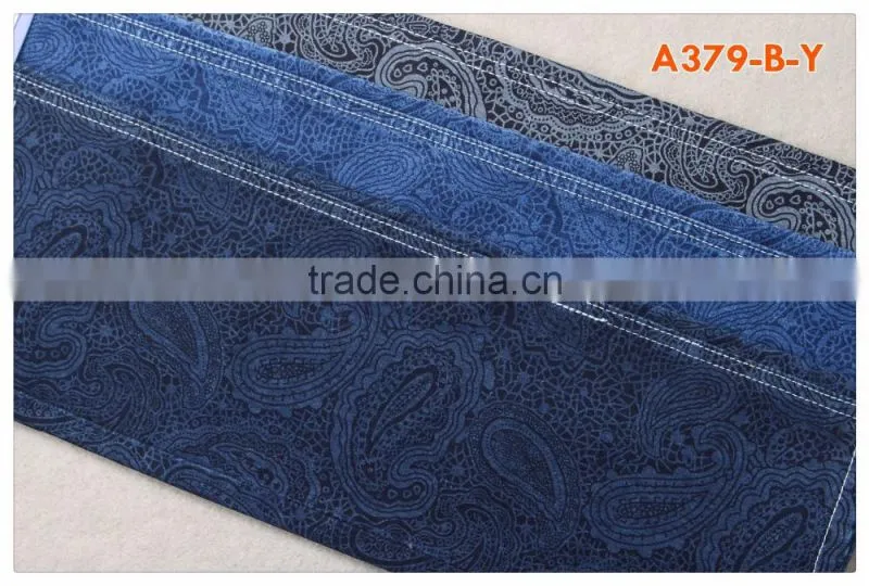 A379-B-Y printed denim fabric for all kinds of jeans