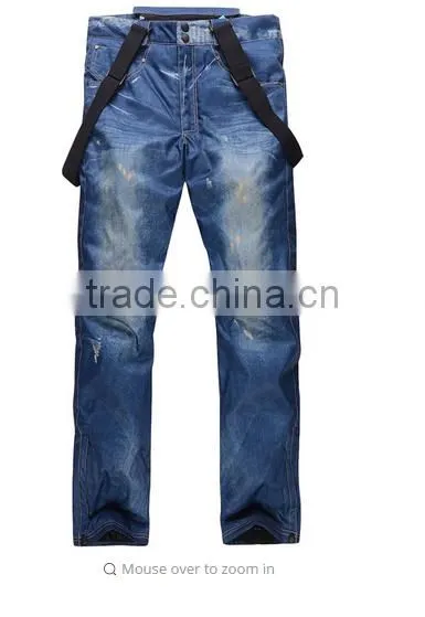 Wholesale snowboard bib jean pants jeans ski pants mens fashion bib denim ski jean pants China manufacturer