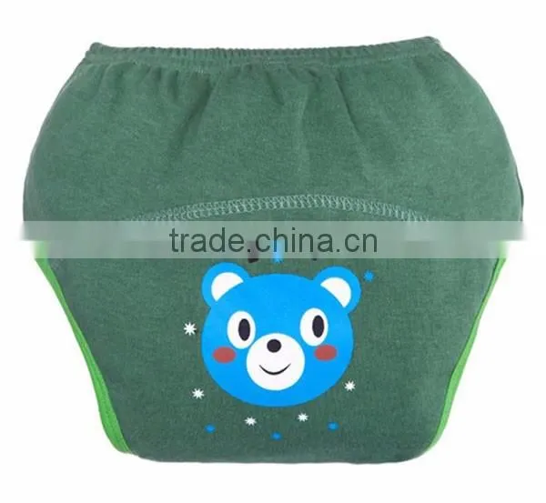 yellow panda pattern printed 100 cotton reusable baby cloth diaper