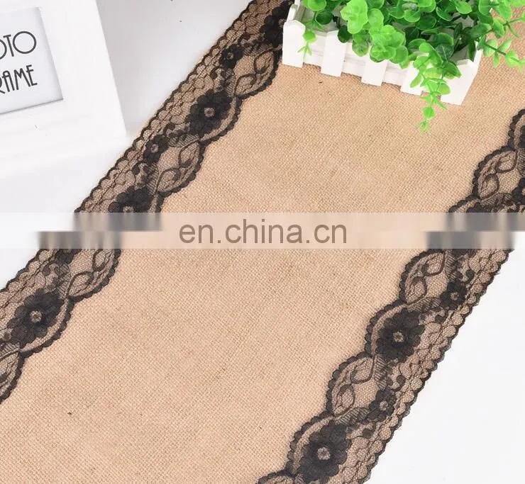 Decorated Lace Burlap Christmas Table Runner