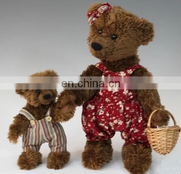 Teddy bear warmth of mother and kid changable clothes plush stuff toy doll