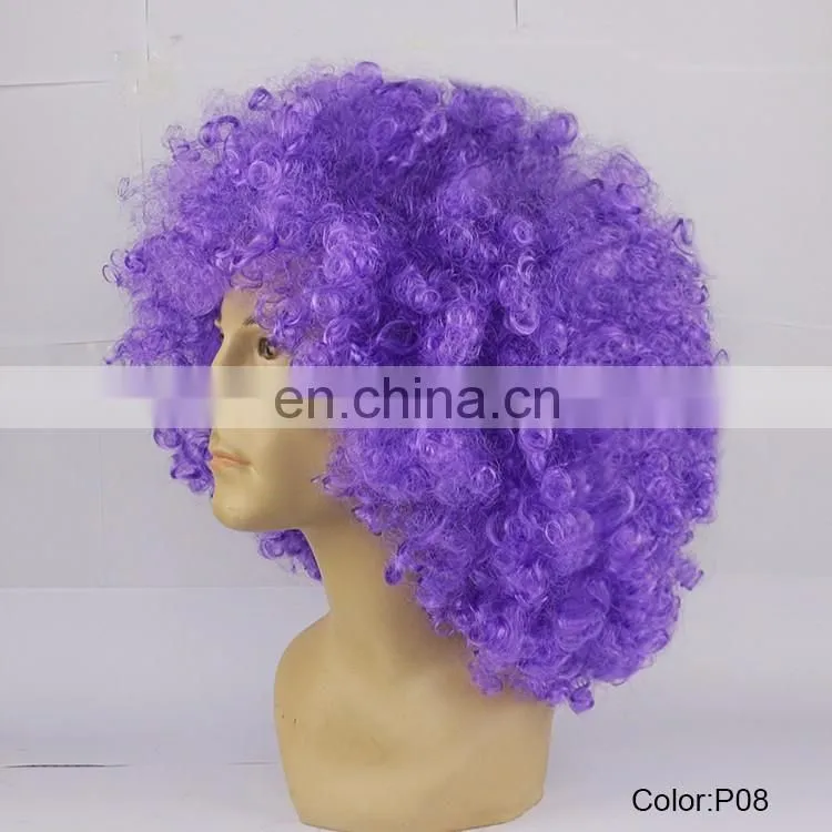 Football Fans Party Cheap Big Purple Afro Wigs P08