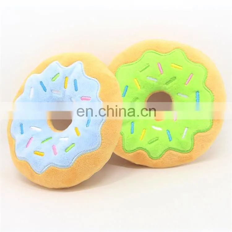 15cm diameter squeaky eco friendly plush doughnut dog toy
