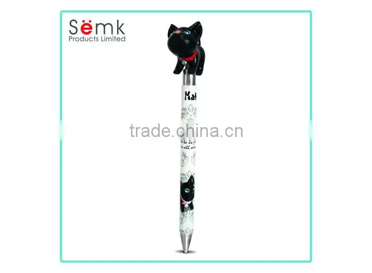 Promotional cute plastic ball point pen with animal head for school kids
