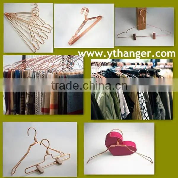 LYB-0155 shiny copper metal wire hanger wholesale clothes hanger