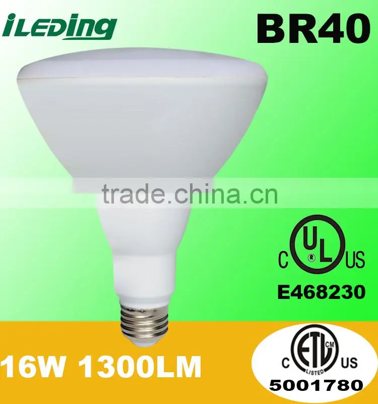 16 Watt(100W) 1300 lumen dimmable ETL approved BR40 LED bulb