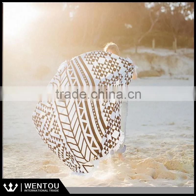 Bohemian Printed Round Beach Towel With Tassel