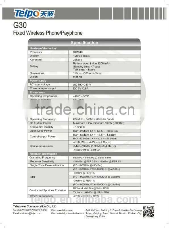 Telpo CDMA fixed wireless phone, wireless phone, land phone G30