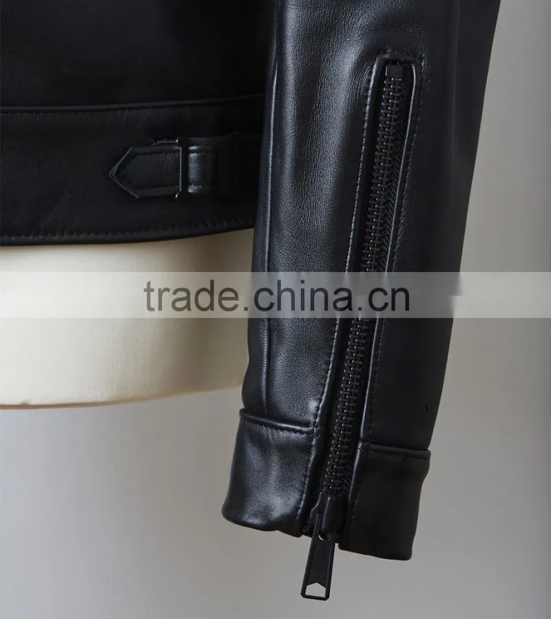 man leather jacket made of black genuine sheep skins