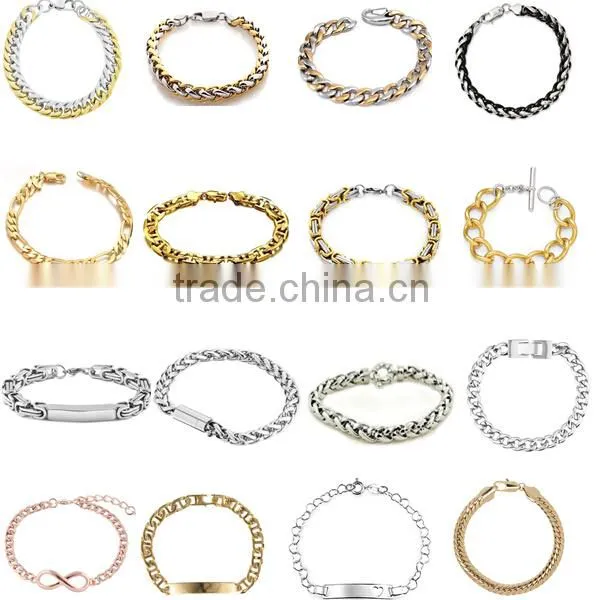 2016 New Design Stainless Steel Genuine Leather Heart Bracelet