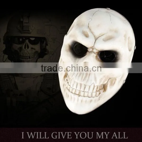 In-stock latest Halloween resin skull heads payday 2 game Skull Masks wholesale 3colors (White/Beige/bronze)