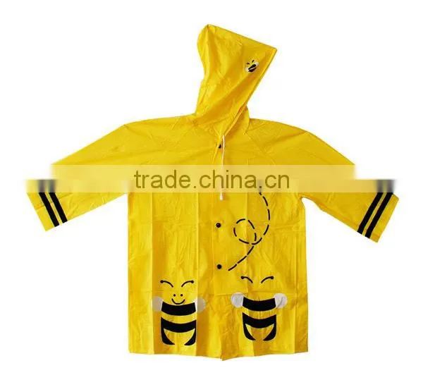 PU Cute Kids Yellow Raincoat For Sale