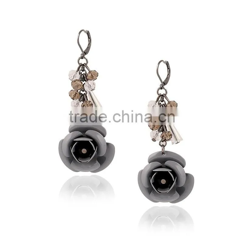 2016 Latest Design Wholesale Price Women Elegant Enamel Flower Drop Earring