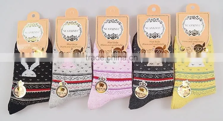 5 Pairs Women Fashion Dress Socks winter rabbit wool socks